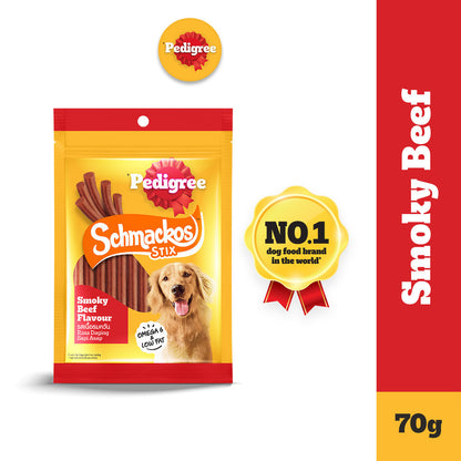 Pedigree Schmackos Dog Treats - Smoky Beef STIX / Grilled Liver STIX / Roasted Lamb STRAP / Chicken STRAP 70g