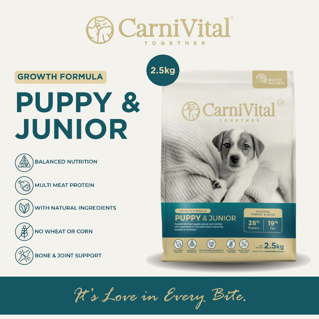 2.5kg Pack Dog Food | Puppy & Junior / Supreme Bite / Sensibite / Grain Free Salmon / Grain Free Lamb | CarniVital