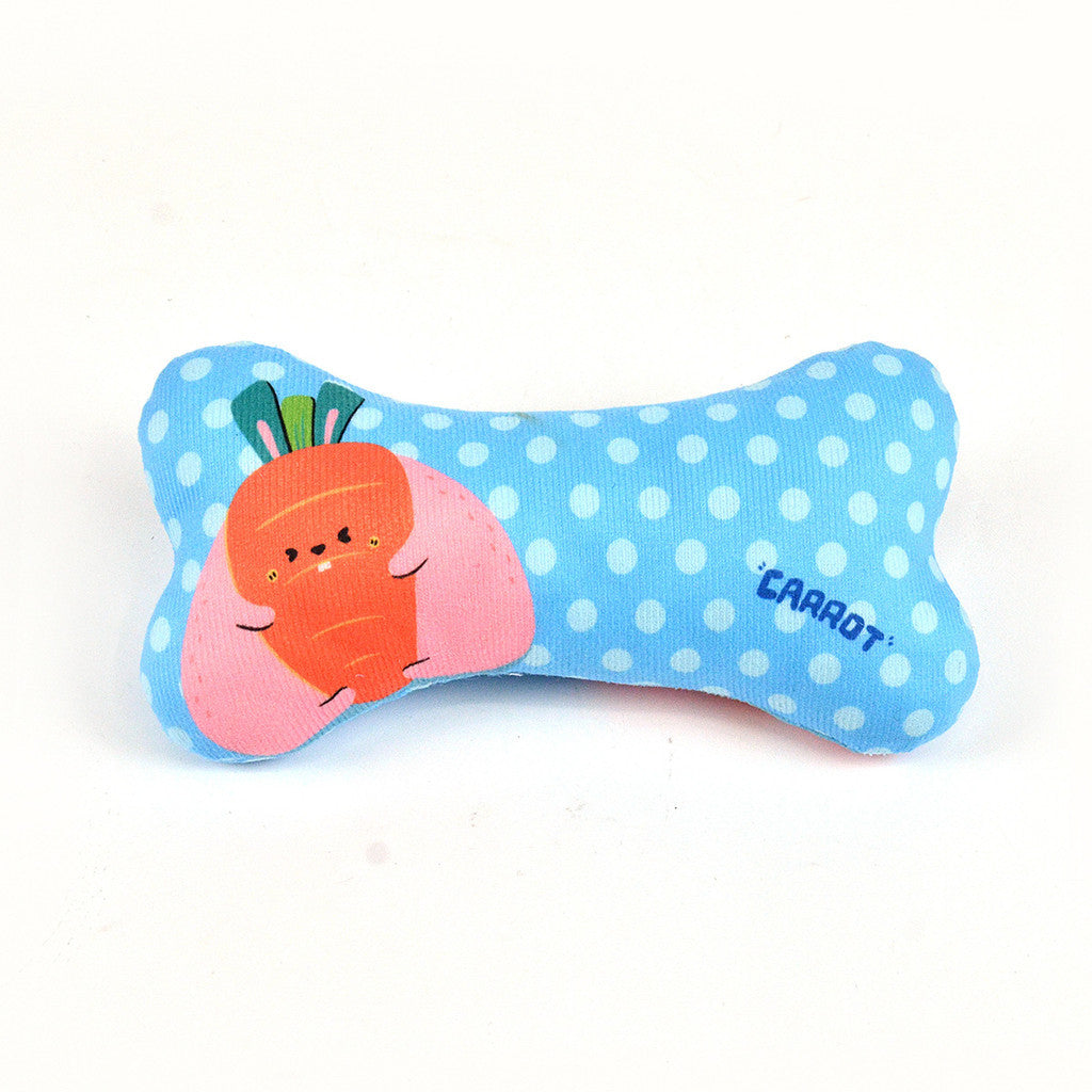 FUREVER365 Cute Pet Plush Toy Bite Resistant Molar Dog Toy Soft Cartoon Animal Squeaky Cat Toy Bone