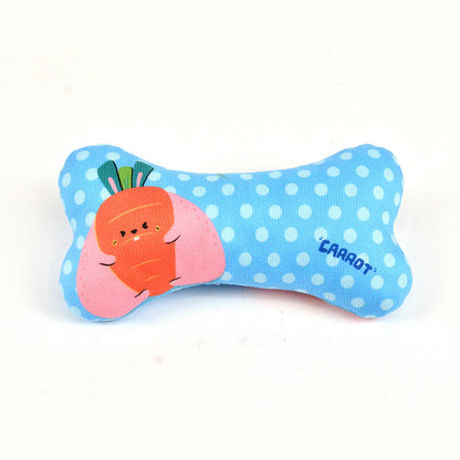 FUREVER365 Cute Pet Plush Toy Bite Resistant Molar Dog Toy Soft Cartoon Animal Squeaky Cat Toy Bone
