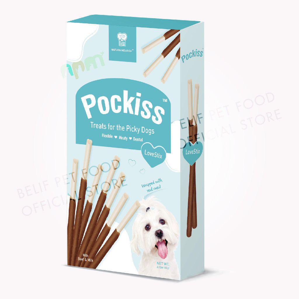 Natura Nourish Pockiss Snacks/Treats Stix with Beef & Cranberry/Mint/Milk Natura Nourish (60g) | Dog Snacks