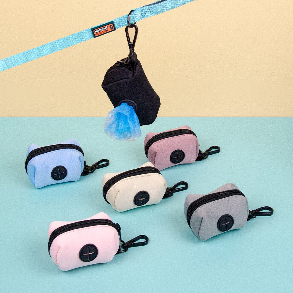 FUREVER365 Neoprene Pet Poop Bag Dispenser Waterproof Dog Waste Bag Holder Portable Case with Zipper