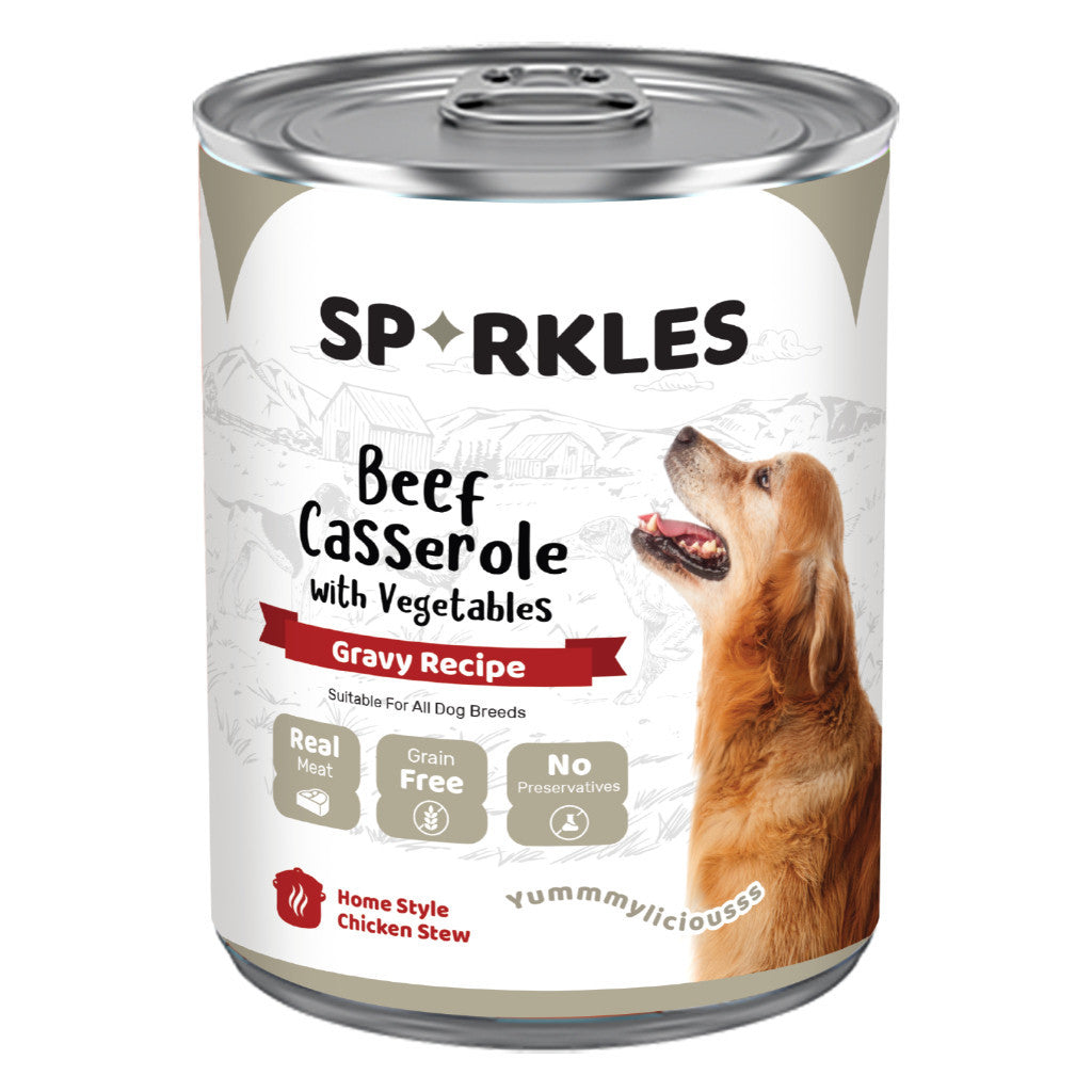 Sparkles Chicken w Vege/Chicken w Turkey & Vege/ Lamb Mince/Chicken Mince/Beef Mince/Beef w Vege (400g) | Dog Wet Food