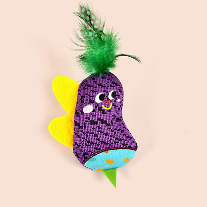 FUREVER365 Cute Pet Plush Toy with Bell Interactive Cat Toy Kitten Squeaky Chew Toy Boredom Relief