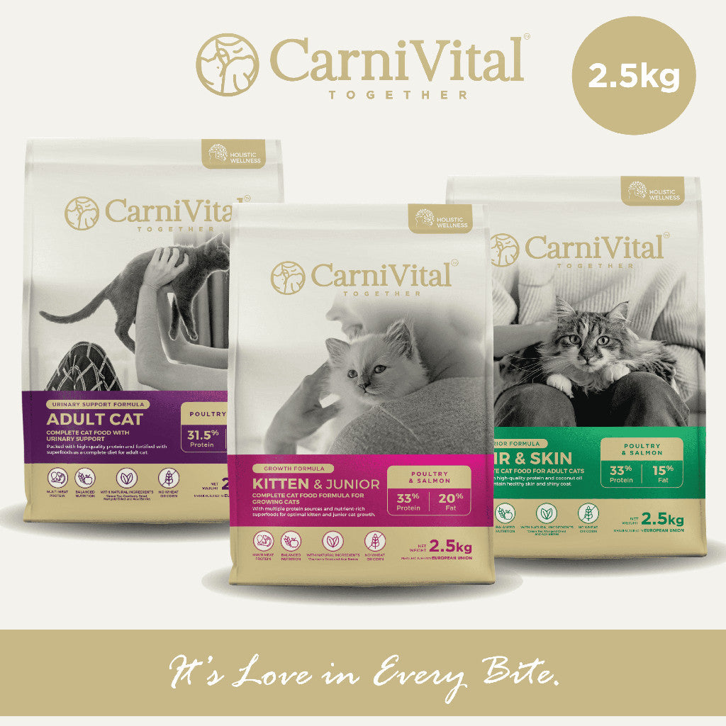 2.5kg Pack | Adult Cat / Hair & Skin / Kitten & Junior Makanan Kucing | CarniVital