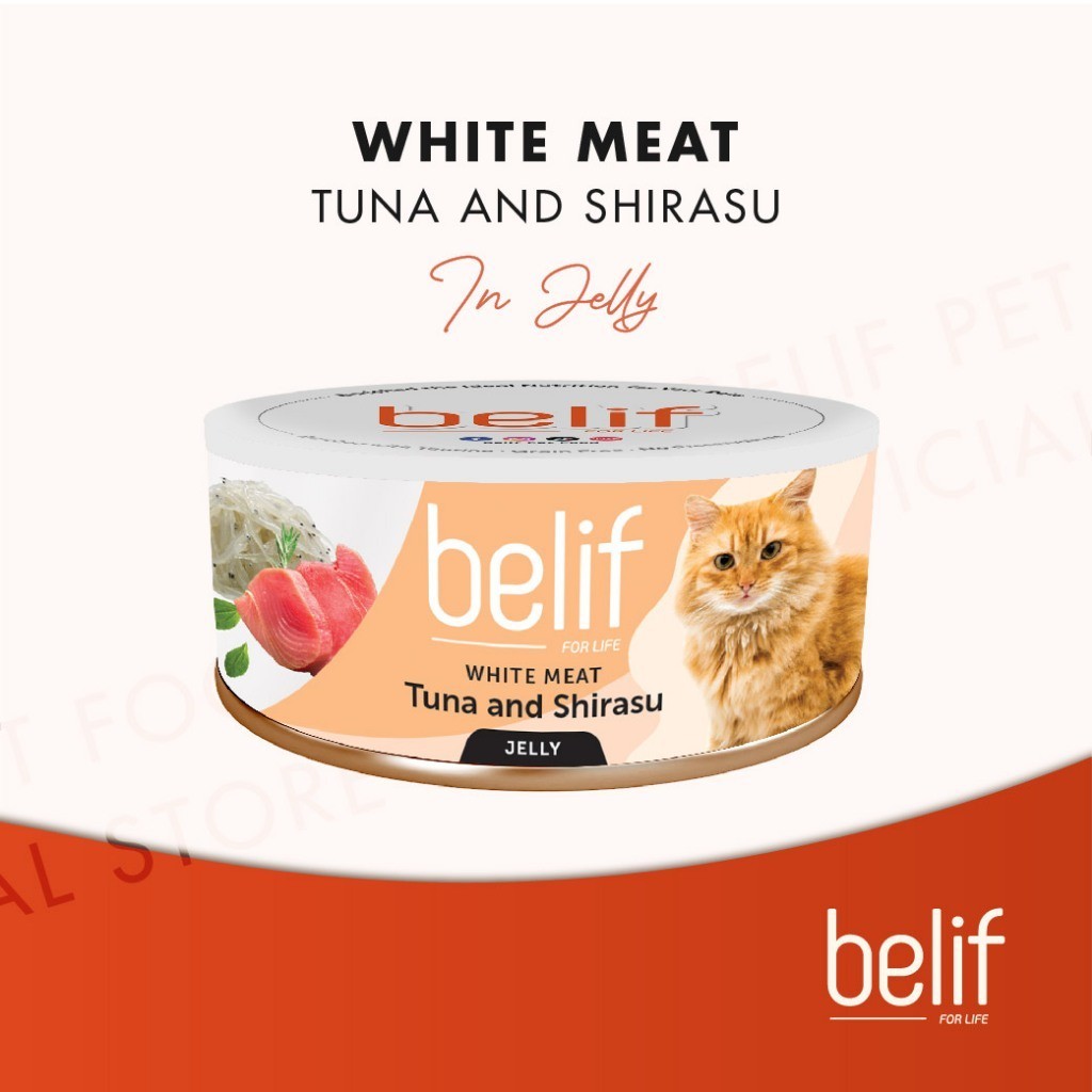 Belif Grain Free Tuna Salmon Flakes/Chic Breast/Anchovy/Shirasu/Shrimp Calamari in Jelly (80g)|Cat Wet Food