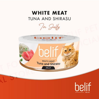 Belif Grain Free Tuna Salmon Flakes/Chic Breast/Anchovy/Shirasu/Shrimp Calamari in Jelly (80g)|Cat Wet Food