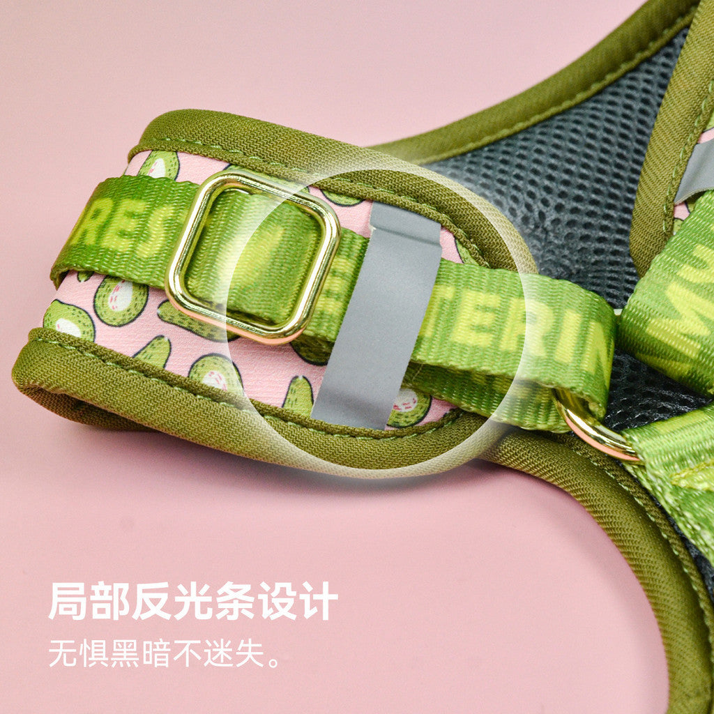 FUREVER365 Cute Pet Harness ID Tag Set Adjustable Cat Dog Vest Breathable Puppy Chest Strap Leash