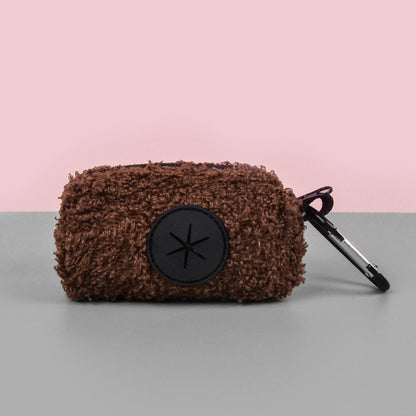 FUREVER365 Soft Plush Pet Waste Bag Dispenser Portable Dog Poop Bag Holder Case Outdoor Walking Bag