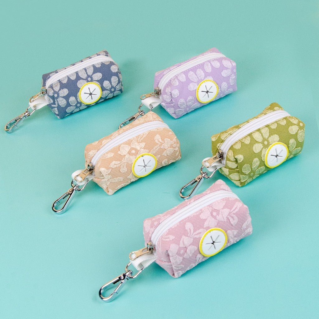 FUREVER365 Floral Pet Poop Bag Dispenser Portable Dog Waste Bag Holder Pouch Outdoor Walking Case
