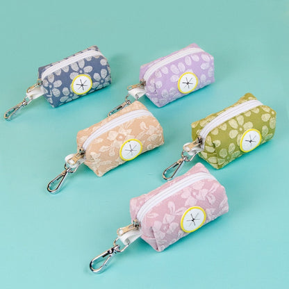 FUREVER365 Floral Pet Poop Bag Dispenser Portable Dog Waste Bag Holder Pouch Outdoor Walking Case