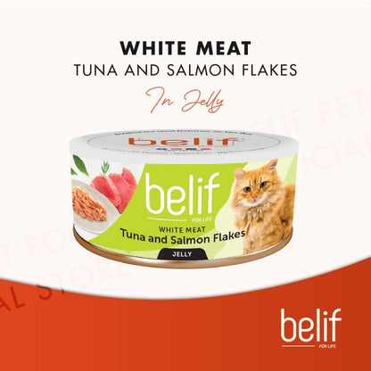 Belif Grain Free Tuna Salmon Flakes/Chic Breast/Anchovy/Shirasu/Shrimp Calamari in Jelly (80g)|Cat Wet Food