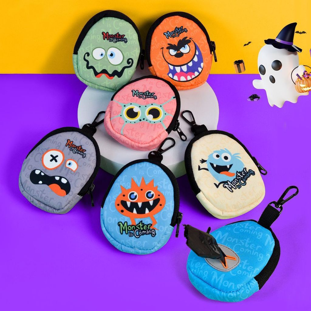 FUREVER365 Halloween Mini Monster Pet Waste Bag Dispenser Portable Dog Poop Bag Holder Case Dispenser