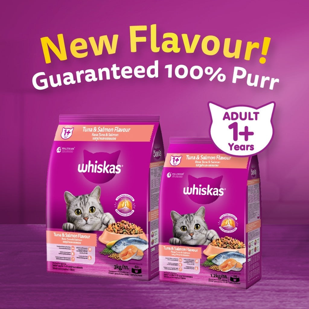 Whiskas Dry Adult Cat Food - Tuna & Salmon / Ocean Fish / Grilled Saba / Tuna / Mackerel / Chicken 1.2kg