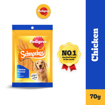 Pedigree Schmackos Dog Treats - Smoky Beef STIX / Grilled Liver STIX / Roasted Lamb STRAP / Chicken STRAP 70g