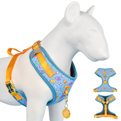 FUREVER365 Cute Pet Harness with Pendant Breathable Summer Dog Vest Harness Adjustable Cat Dog Chest