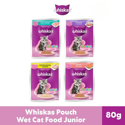 Whiskas Pouch Wet Cat Food For Junior Cat Tuna / Mackerel / Chicken / Salmon 80g