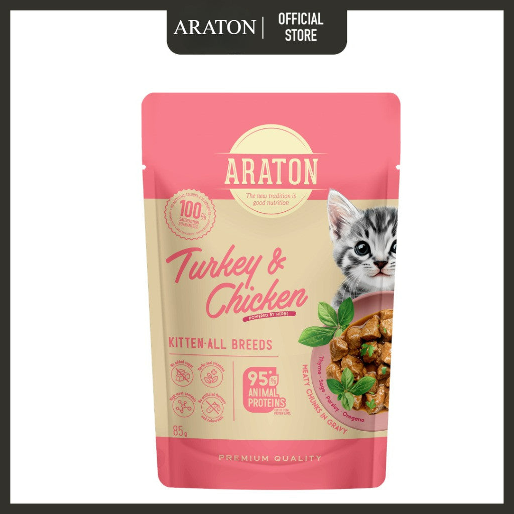 Araton Cat Wet Food Pouch for All Breed Cat & Kitten (85g) | Cat Wet Food