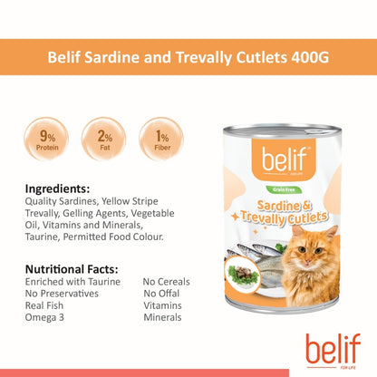 Belif Cat Wet Food - Mackerel/Ocean Fish/Mackerel Chicken/S Chicken/Pilchard Prawn/S Trevally/S Tuna (400g)