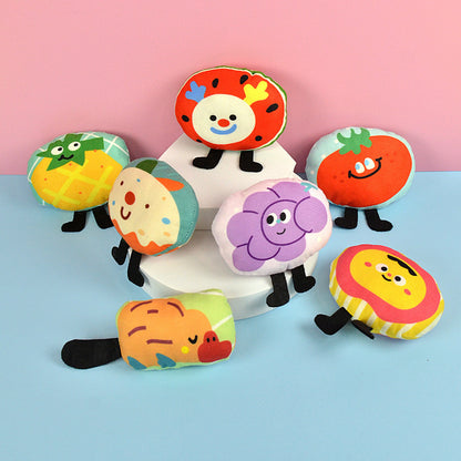 FUREVER365 Cute Pet Plush Crinkle Toy Squeaky Cat Toy Bite Resistant Fruit Floral Interactive Dog Toy