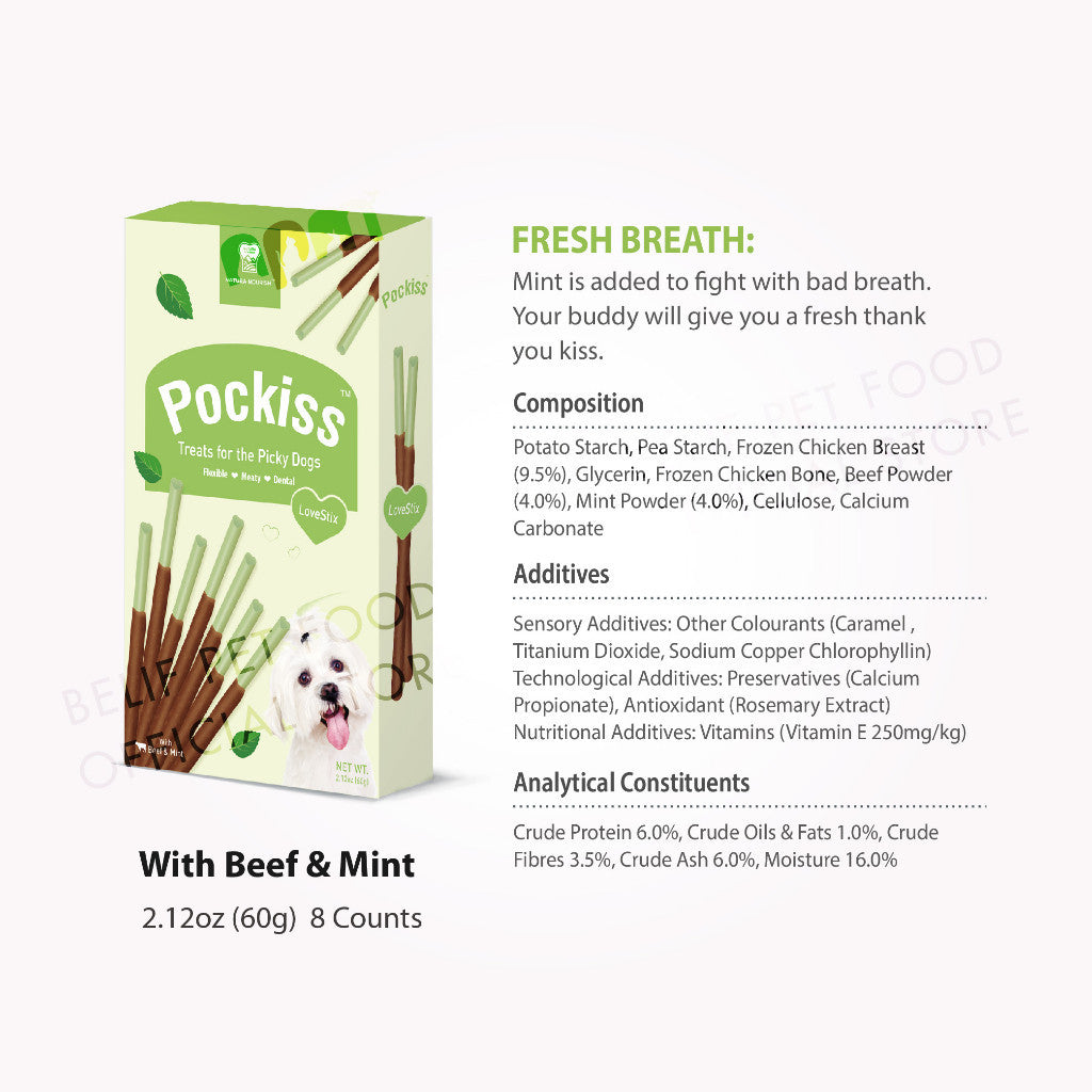 Natura Nourish Pockiss Snacks/Treats Stix with Beef & Cranberry/Mint/Milk Natura Nourish (60g) | Dog Snacks