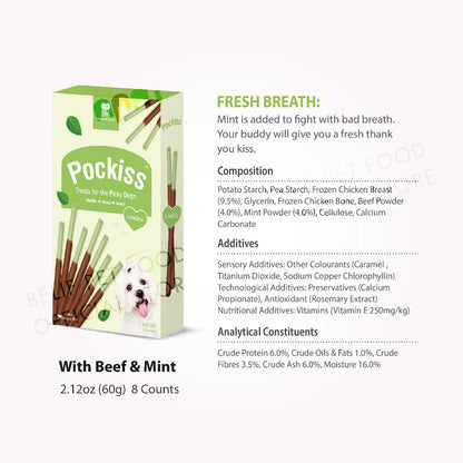 Natura Nourish Pockiss Snacks/Treats Stix with Beef & Cranberry/Mint/Milk Natura Nourish (60g) | Dog Snacks