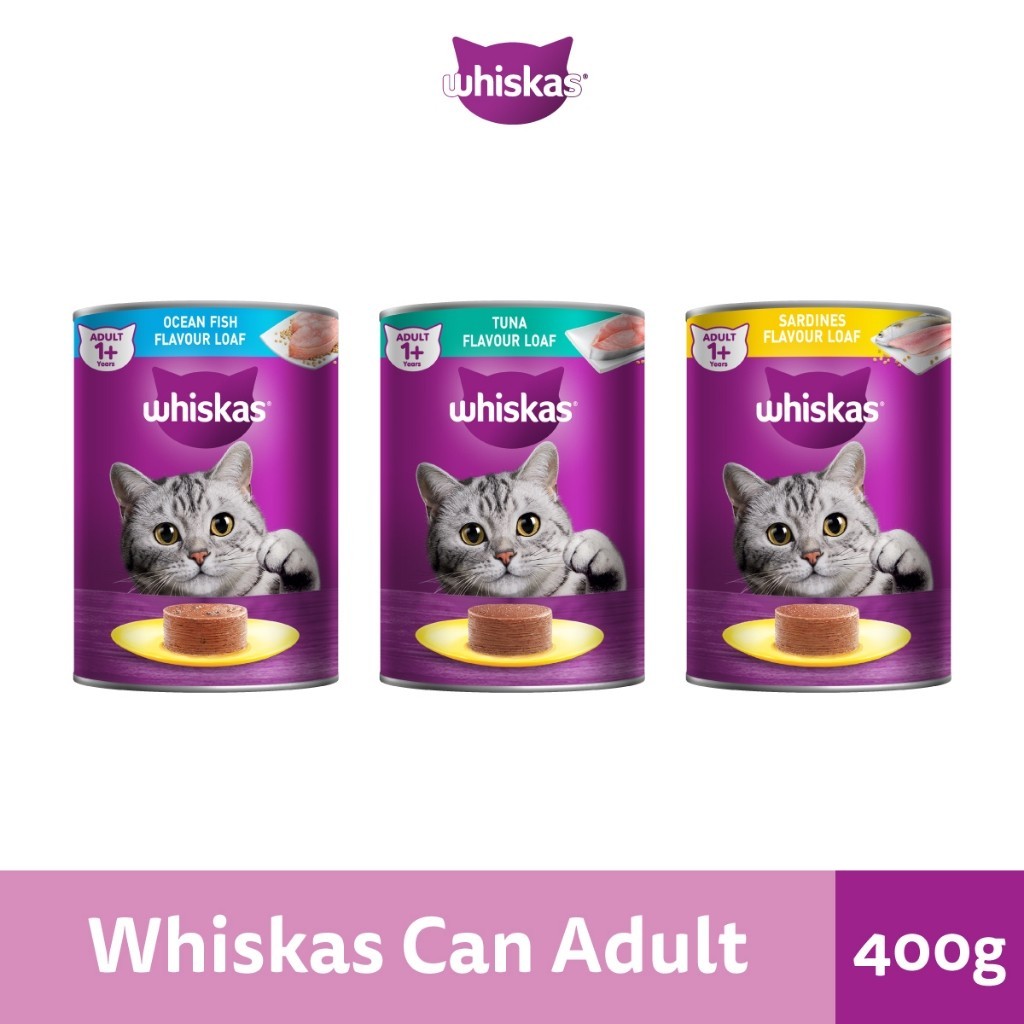 Whiskas Canned Cat Food Can Adult Cat Tuna/ Ocean Fish/ Sardines 400g (1 Can)
