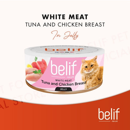 Belif Grain Free Tuna Salmon Flakes/Chic Breast/Anchovy/Shirasu/Shrimp Calamari in Jelly (80g)|Cat Wet Food