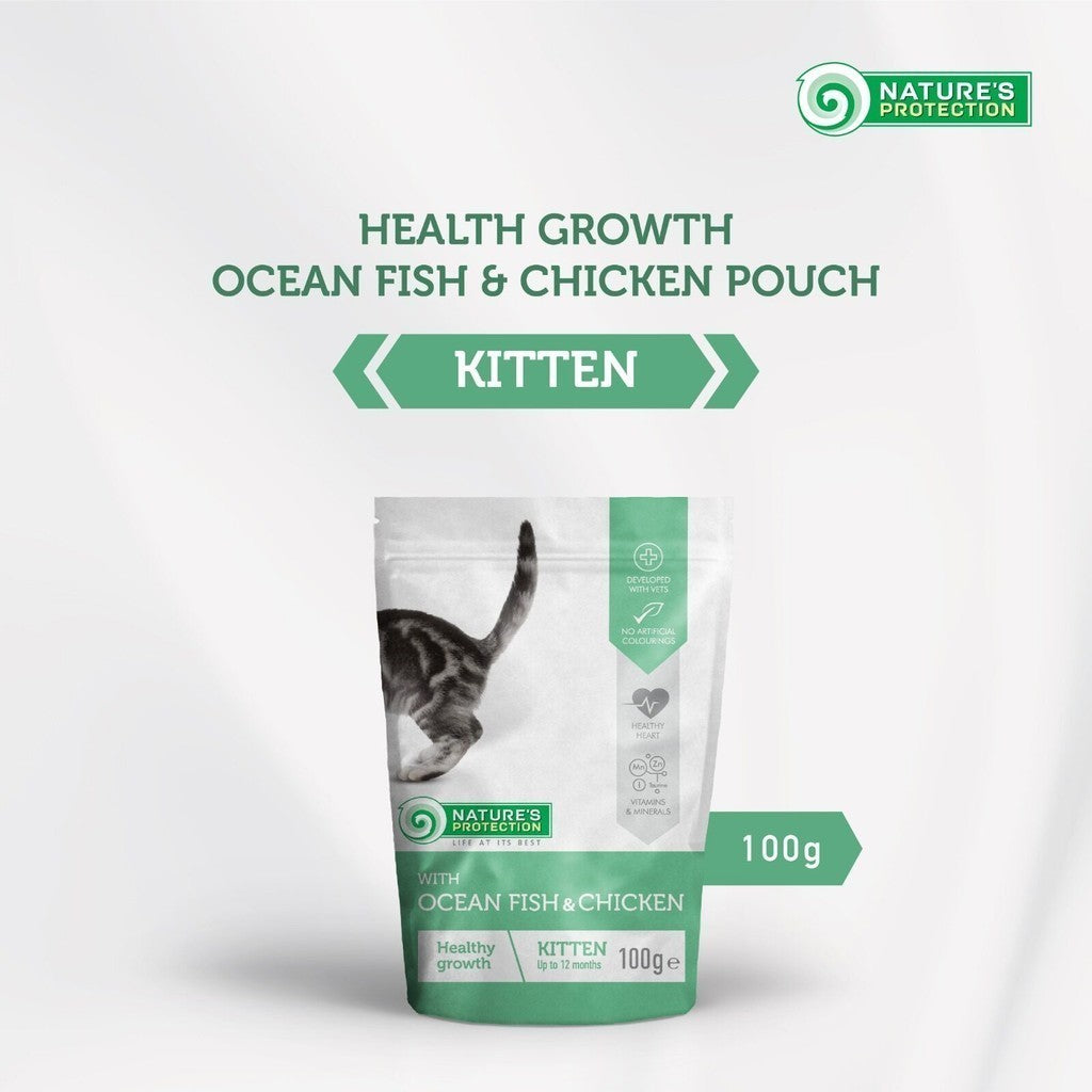 Nature's Protection *Wet Pouch Food* (100g) Kitten and Cat | Ocean Fish/Beef Turkey/Duck Chicken/Lamb | Urinary Hairball