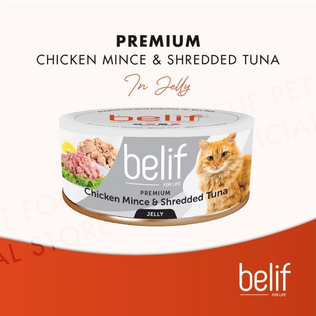 Belif Grain Free Tuna Salmon Flakes/Chic Breast/Anchovy/Shirasu/Shrimp Calamari in Jelly (80g)|Cat Wet Food