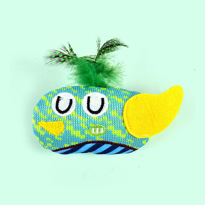 FUREVER365 Cute Pet Plush Toy with Bell Interactive Cat Toy Kitten Squeaky Chew Toy Boredom Relief