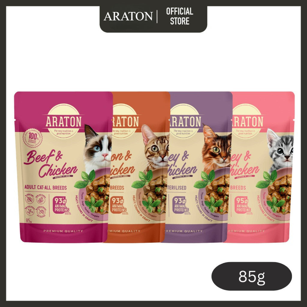 Araton Cat Wet Food Pouch for All Breed Cat & Kitten (85g) | Cat Wet Food