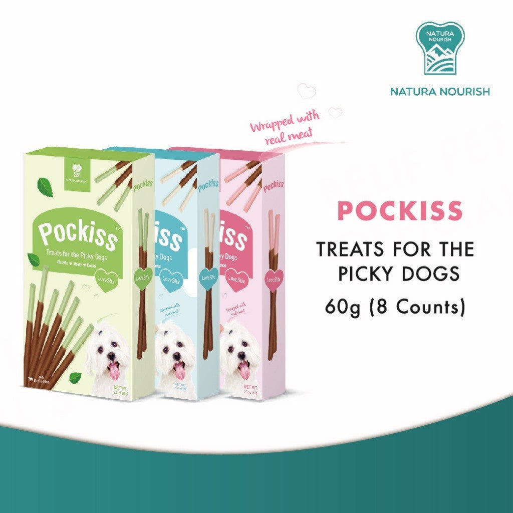 Natura Nourish Pockiss Snacks/Treats Stix with Beef & Cranberry/Mint/Milk Natura Nourish (60g) | Dog Snacks