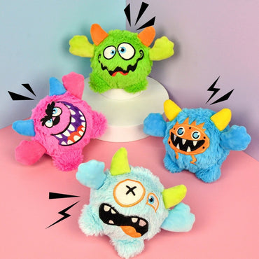 FUREVER365 Cute Little Monster Pet Toy Ball Squeaky Plush Dog Toy Bouncing Molar Ball Puppy Chew Toy DT-2427