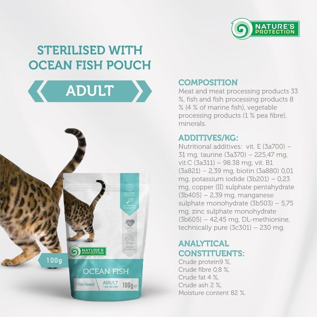 Nature's Protection *Wet Pouch Food* (100g) Kitten and Cat | Ocean Fish/Beef Turkey/Duck Chicken/Lamb | Urinary Hairball
