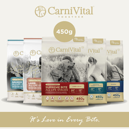 450g Pack Dog Food | Puppy & Junior / Supreme Bite / Sensibite / Grain Free Salmon / Grain Free Lamb | CarniVital