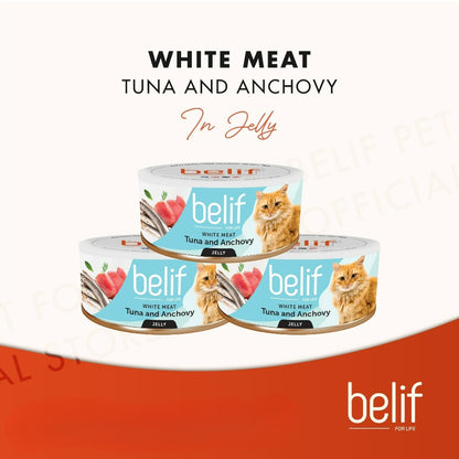 Belif Grain Free Tuna Salmon Flakes/Chic Breast/Anchovy/Shirasu/Shrimp Calamari in Jelly (80g)|Cat Wet Food