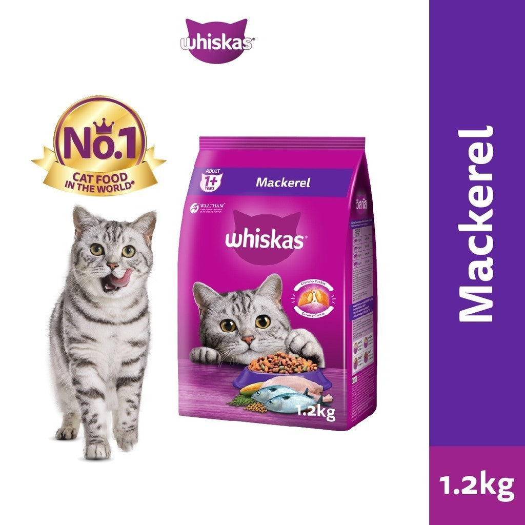 Whiskas Dry Adult Cat Food - Tuna & Salmon / Ocean Fish / Grilled Saba / Tuna / Mackerel / Chicken 1.2kg