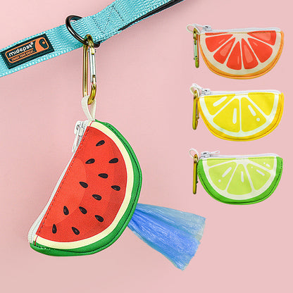 Cute Fruit Pet Waste Bag Dispenser Portable Dog Poop Bag Holder Mini Storage Pouch Bag Kucing Anjing