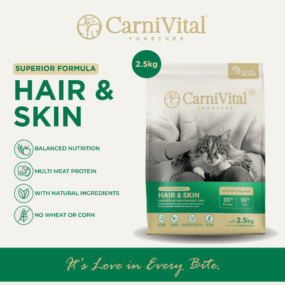 2.5kg Pack | Adult Cat / Hair & Skin / Kitten & Junior Makanan Kucing | CarniVital