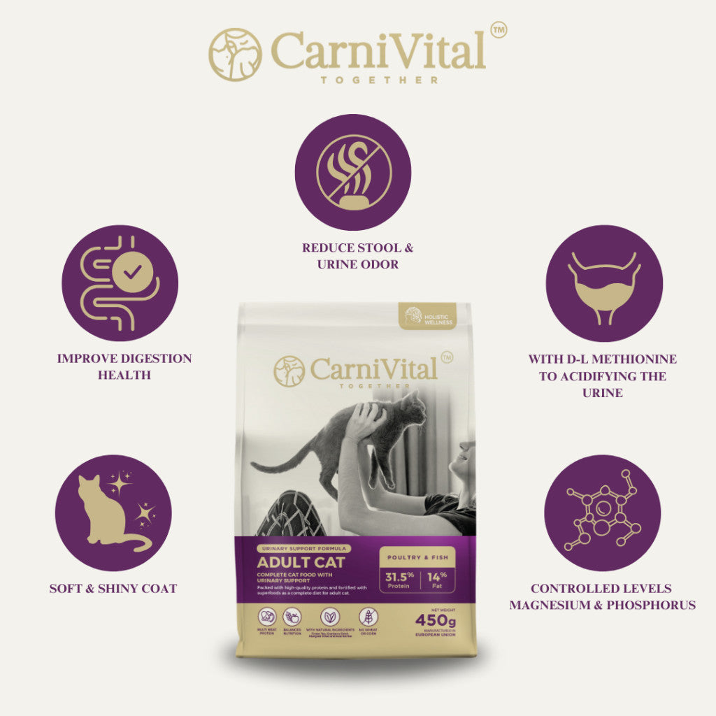 450g Travel Pack - Adult Cat / Hair & Skin / Kitten & Junior Makanan Kucing | CarniVital