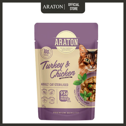 Araton Cat Wet Food Pouch for All Breed Cat & Kitten (85g) | Cat Wet Food