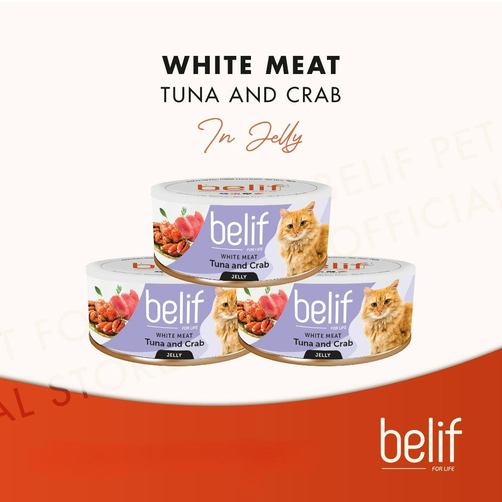 Belif Grain Free Tuna Salmon Flakes/Chic Breast/Anchovy/Shirasu/Shrimp Calamari in Jelly (80g)|Cat Wet Food