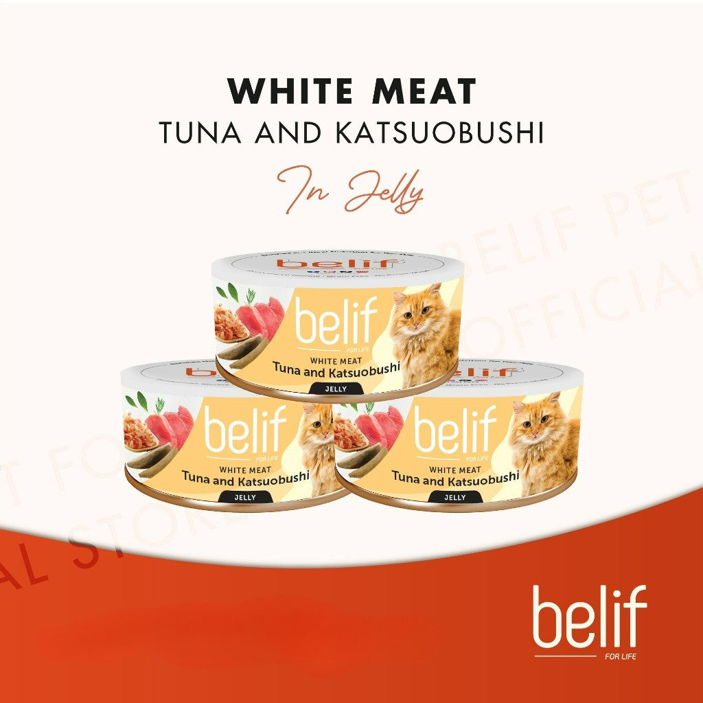 Belif Grain Free Tuna Salmon Flakes/Chic Breast/Anchovy/Shirasu/Shrimp Calamari in Jelly (80g)|Cat Wet Food
