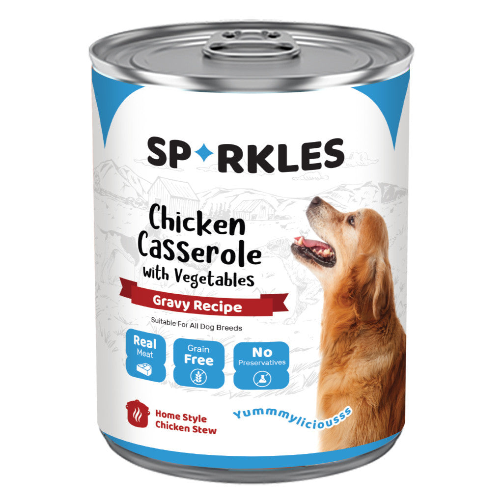 Sparkles Chicken w Vege/Chicken w Turkey & Vege/ Lamb Mince/Chicken Mince/Beef Mince/Beef w Vege (400g) | Dog Wet Food