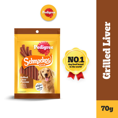 Pedigree Schmackos Dog Treats - Smoky Beef STIX / Grilled Liver STIX / Roasted Lamb STRAP / Chicken STRAP 70g