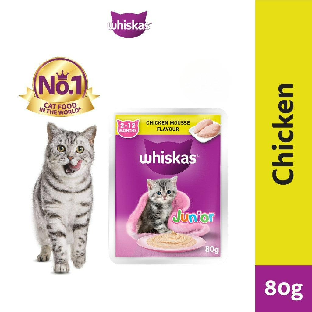 Whiskas Pouch Wet Cat Food For Junior Cat Tuna / Mackerel / Chicken / Salmon 80g