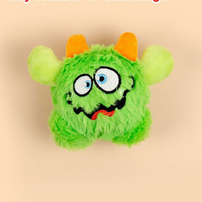 FUREVER365 Cute Little Monster Pet Toy Ball Squeaky Plush Dog Toy Bouncing Molar Ball Puppy Chew Toy