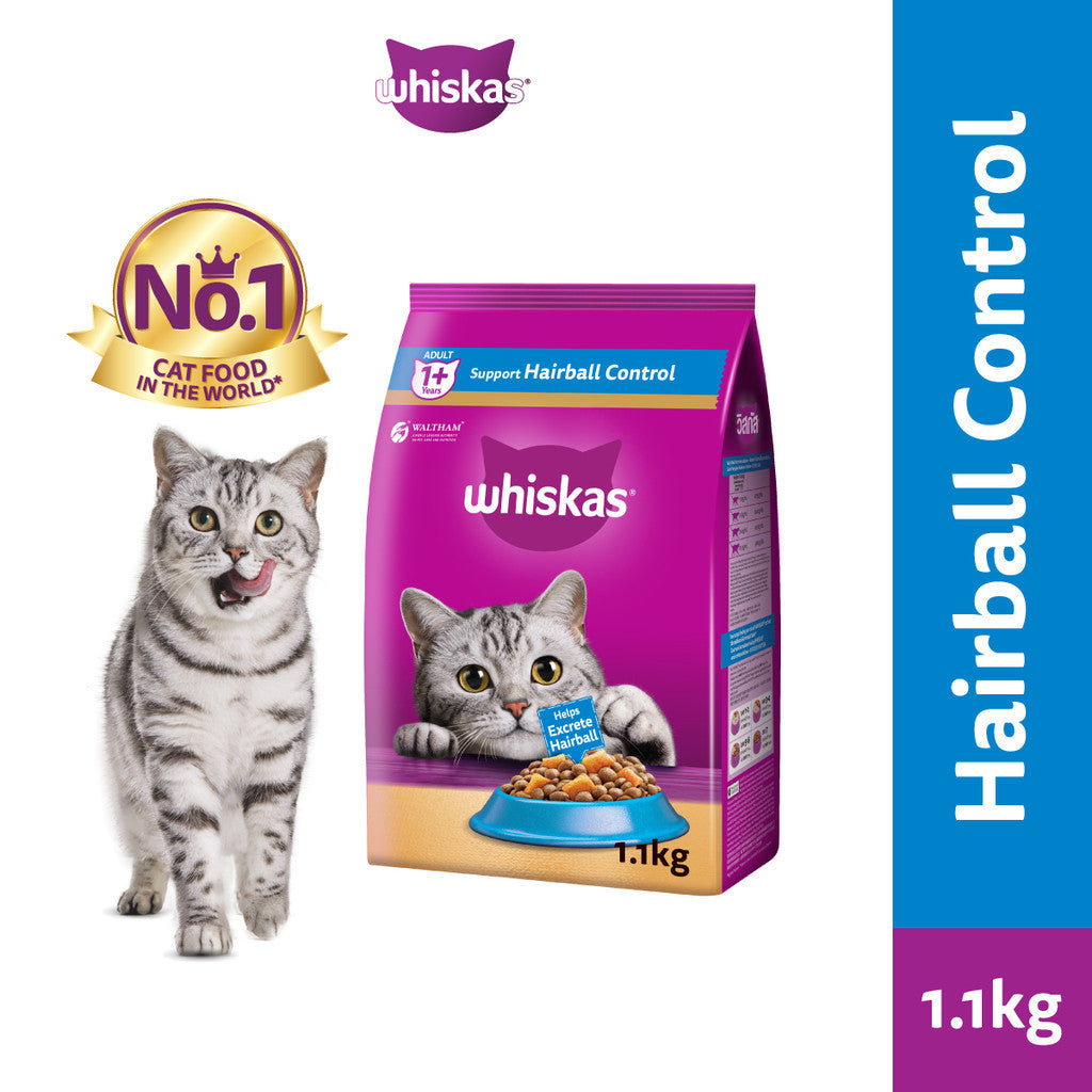 Whiskas Functional Dry Cat Food For Adult Cat - Indoor Formula/ UrinaryCare/ Skin&Coat/ Hairball Control 1.1kg