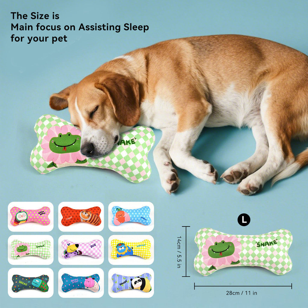 FUREVER365 Cute Pet Plush Toy Bite Resistant Molar Dog Toy Soft Cartoon Animal Squeaky Cat Toy Bone
